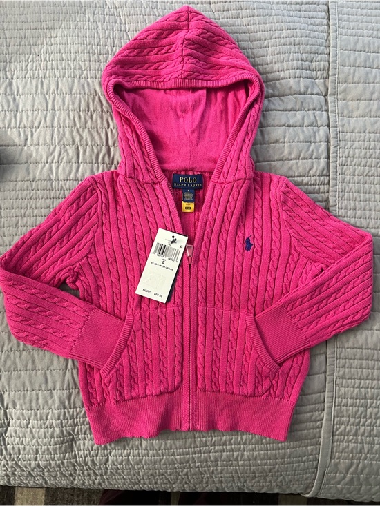 Polo Ralph Lauren Other - Polo Ralph Lauren Pink Cable-Knit Hooded Zip Sweater 3T